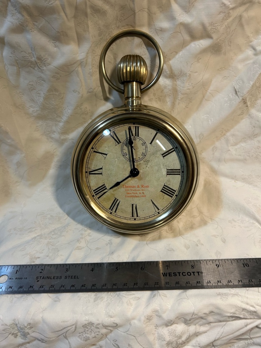 Thomas & Ross Antique Style Pocket Wall Clock in Brass